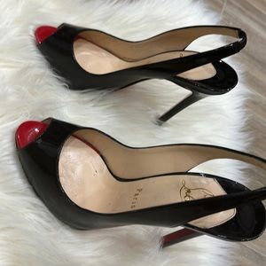 Louboutin sling backs in patent leather